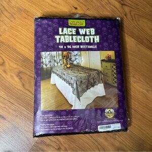 Spirit Halloween Lace Web Tablecloth Rectangle Black Spiderweb Spider 48 x 96